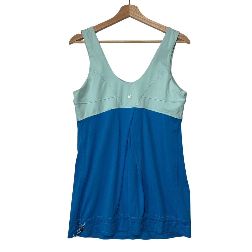 Lululemon Run Tame Me Tank Top Sz 12 Blue Teal Cinch Waist Babydoll Yoga Gym - Picture 4 of 10